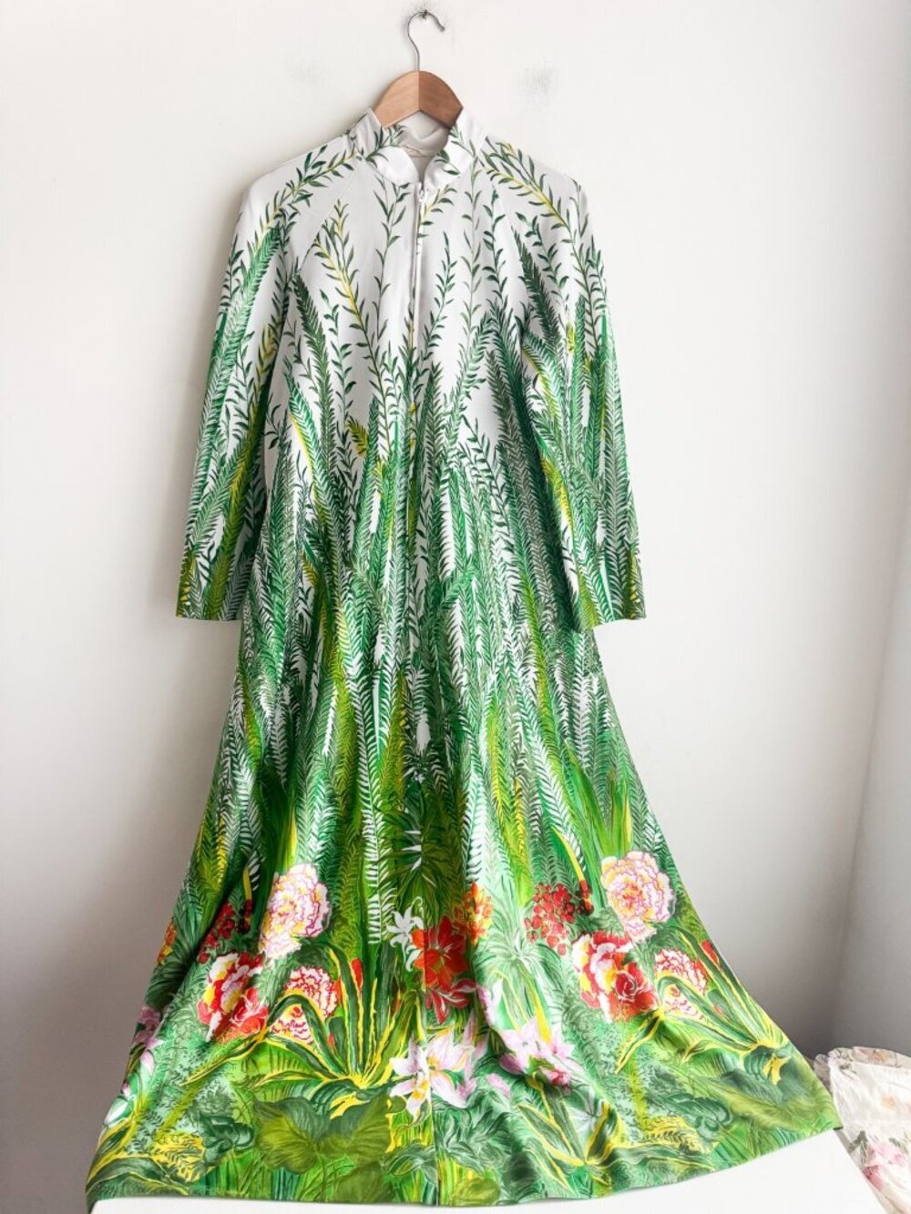 Vintage Linda Lingerie Floral Long Sleeve A Line House dress S/M